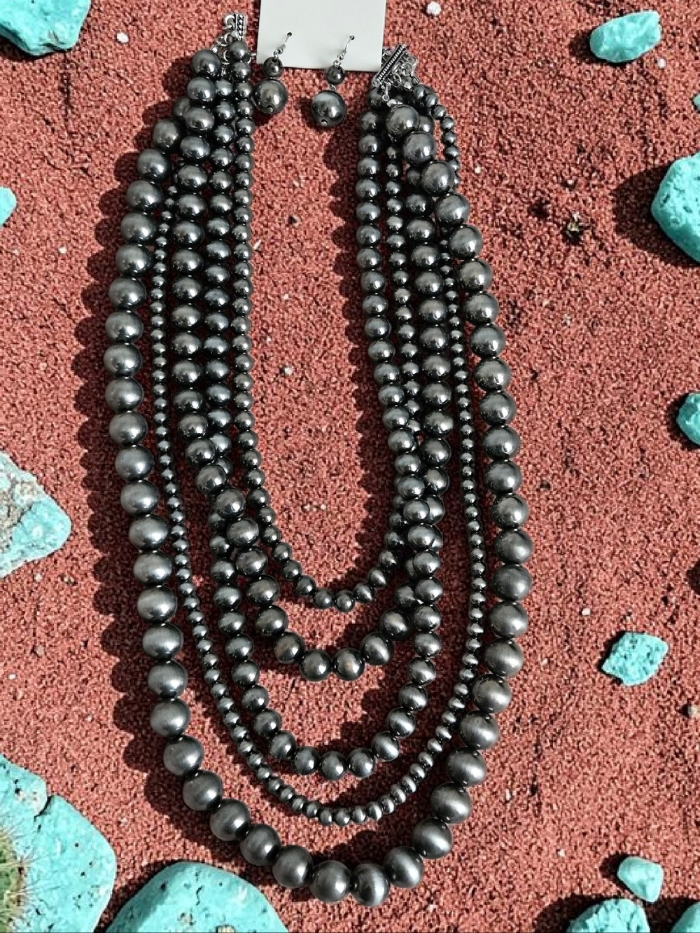 DESERT PEARL MULTI STRAND STATEMENT NECKLACE 18" - 26"